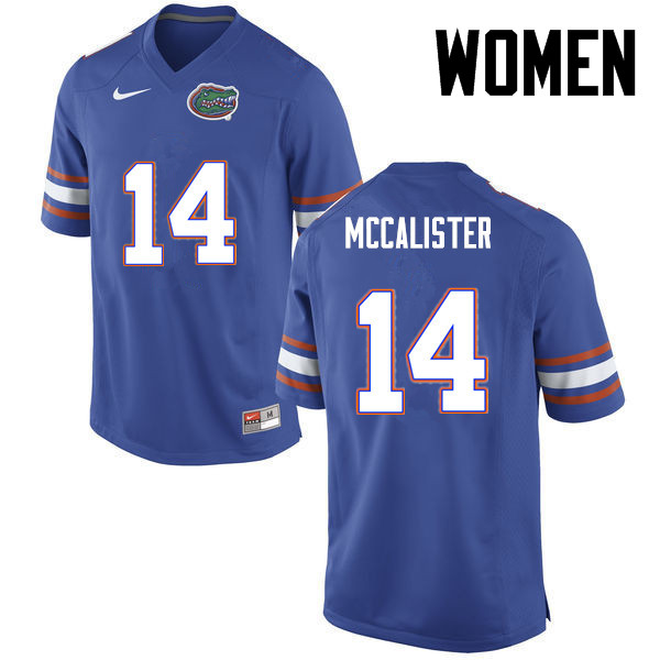 Women Florida Gators #14 Alex McCalister College Football Jerseys-Blue